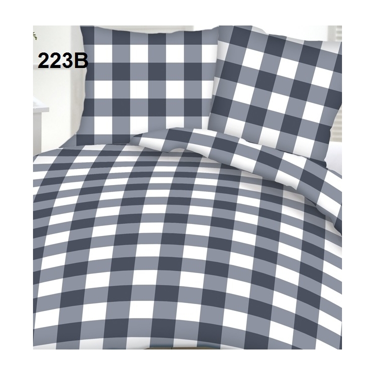 posciel z kory 100% bawełny kratka grafit 223b